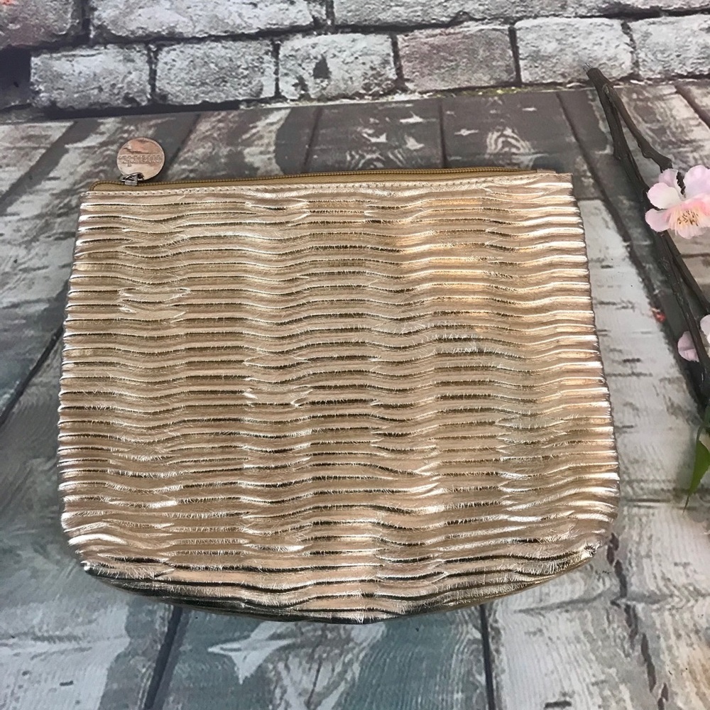 Mark. Gold Tone Crinkle Clutch/Makeup Bag